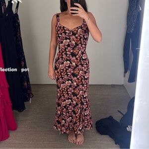 Reformation Black and Pink Floral Dress